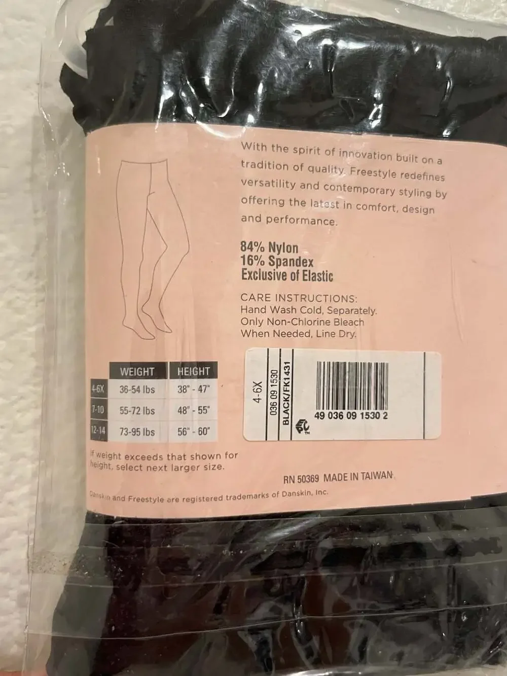 Freestyle by Danskin Girls Footed Dance Tights, Black, Size 4-6X